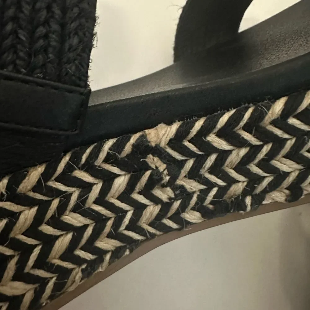 Wonderly Black Wedge‎ Woven Sandals size 8 NEW without box